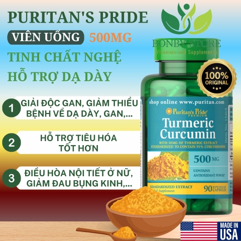 Viên uống tinh chất nghệ Turmeric Curcumin 500mg Puritan's Pride 90 viên