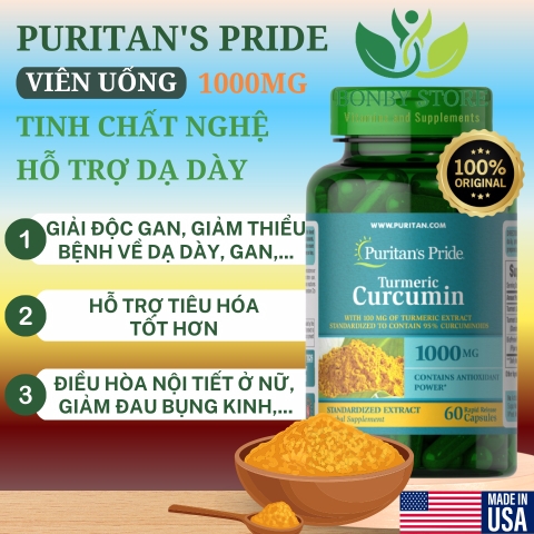 Viên uống tinh chất nghệ Turmeric Curcumin 1000mg Puritan's Pride 60 viên