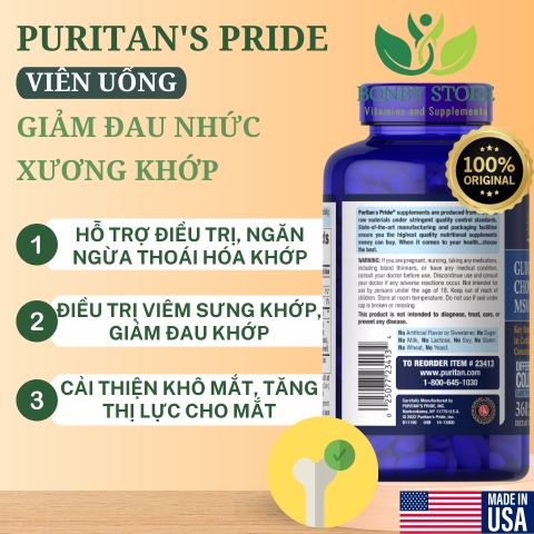 VIÊN UỐNG GIẢM ĐAU NHỨC XƯƠNG KHỚP PURITAN'S PRIDE -180 VIÊN