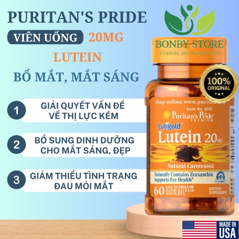 Viên uống bổ mắt Lutigold Lutien 20mg Puritan's Pride 60 viên