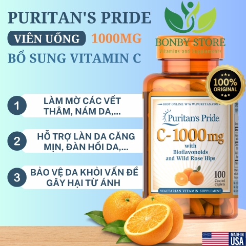 Viên uống bổ sung vitamin C-1000mg Puritan's Pride 100 viên