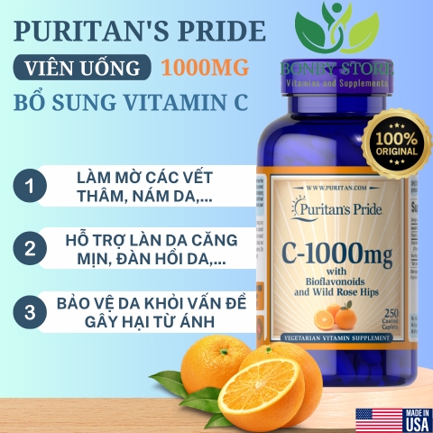 Viên uống bổ sung vitamin C-1000mg Puritan's Pride 250 viên