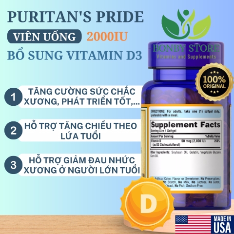 viên uống bổ sung vitamin D3 2000IU của Mỹ 100 viên