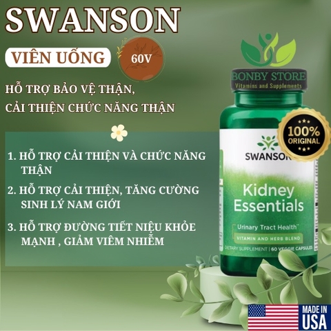 VIÊN UỐNG BỔ THẬN SWANSON KIDNEY ESSENTIAL 60 VIÊN CỦA MỸ