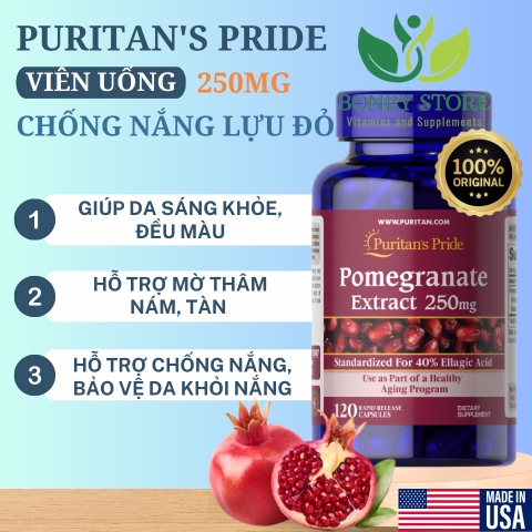 Viên uống chống nắng tinh chất lựu Puritan’s Pride Pomegranate Extract 250mg 120 viên