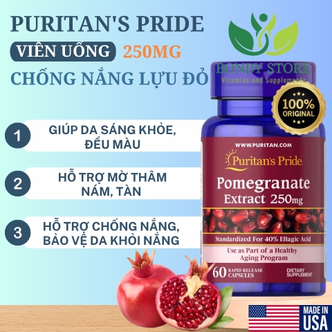viên uống chống nắng lựu đỏ puritan’s pride 250mg 60 viên 