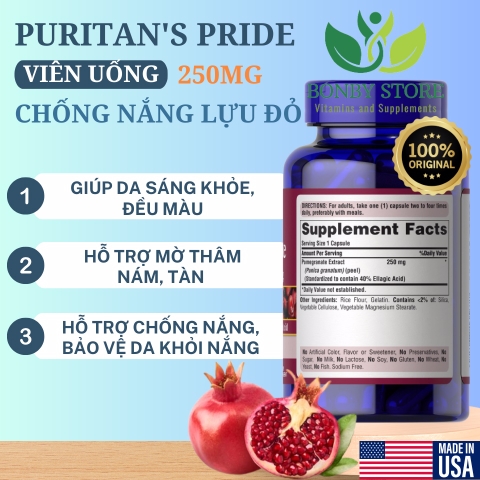 Viên uống chống nắng tinh chất lựu Puritan’s Pride Pomegranate Extract 250mg 120 viên