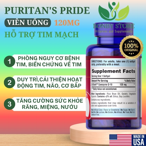 viên uống hỗ trợ tim mạch 120mg của Mỹ 120 viên
