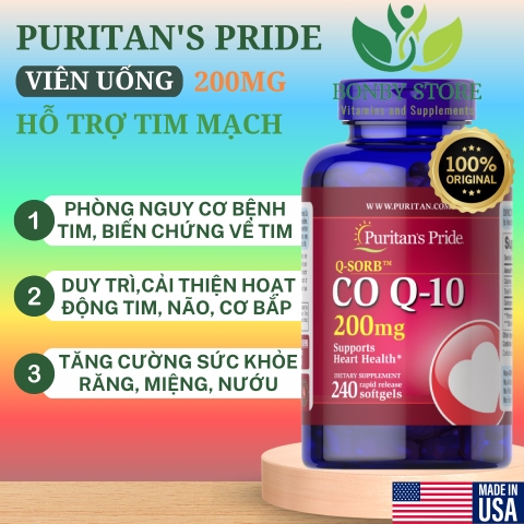Viên uống hỗ trợ tim mạch Puritan's Pride CO Q-10 200mg (240 viên)