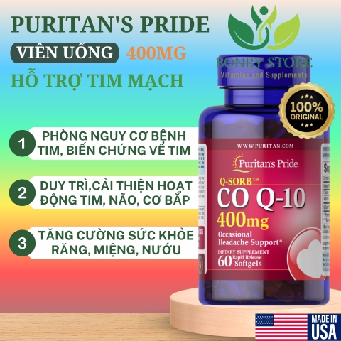 Viên uống hỗ trợ tim mạch Puritan's Pride CO Q-10 400mg (60 viên)