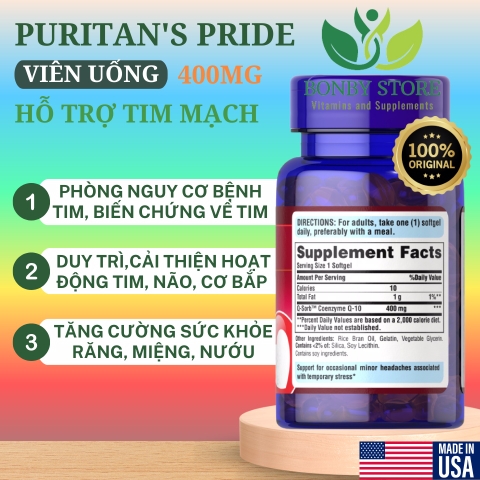 viên uống hỗ trợ tim mạch CO Q-10 400mg Puritan's Pride 60 viên