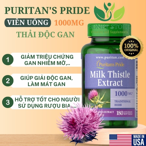 Viên uống thải độc gan Milk Thistle Extract 1000mg 180 viên
