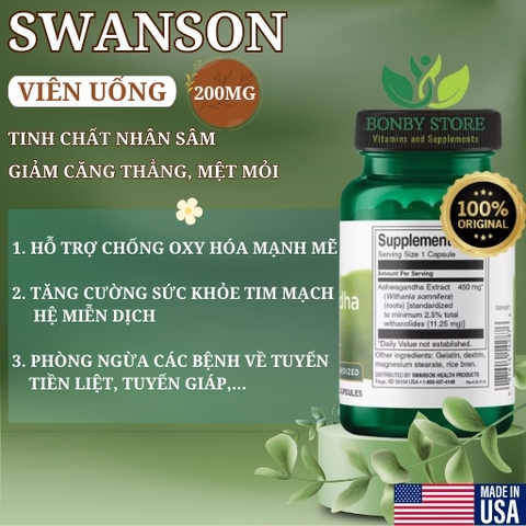 Swanson Ashwagandha Extract 450mg 100 viên