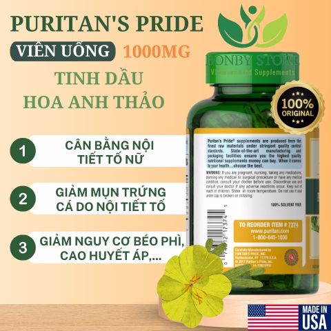 viên uống tinh dầu hoa anh thảo 1000mg của Mỹ 120 viên