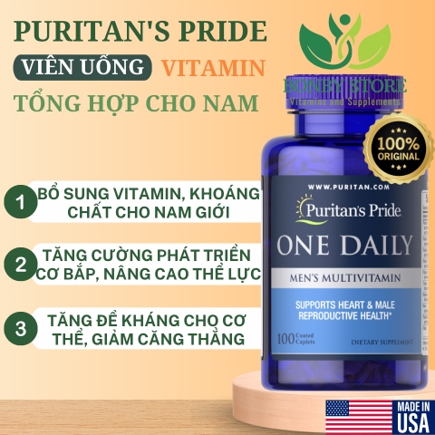 VIÊN UỐNG VITAMIN TỔNG HỢP DÀNH CHO PHÁI NAM PURITAN’S PRIDE ONE DAILY MEN MULTIVITAMIN - 100 viên