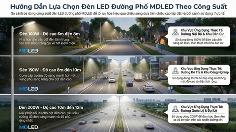 Đèn LED Đường Phố 100W – 150W – 200W Dùng Cho Khu Vực Nào?