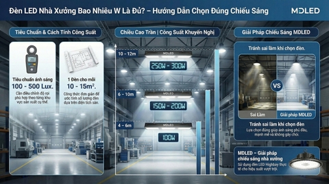 Đèn LED Nhà Xưởng Bao Nhiêu W Là Đủ? Cách Tính Chuẩn Nhất