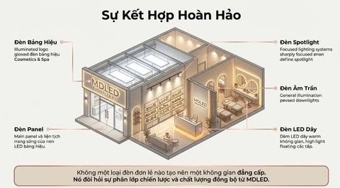 Top 5 Loại Đèn LED Cho Shop Mỹ Phẩm, Thời Trang Và Spa Được Dùng Nhiều Nhất