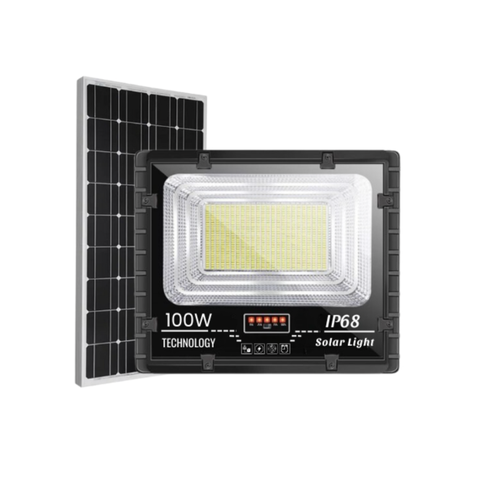 Đèn Pha Năng Lượng Mặt Trời 100W, Hitech Chip Led 5054-Ánh Sáng Trắng