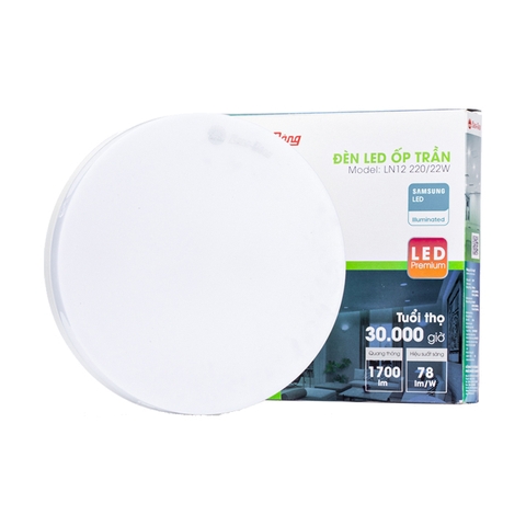 Đèn LED Ốp Trần Tròn LN12 Đế Nhôm RẠNG ĐÔNG