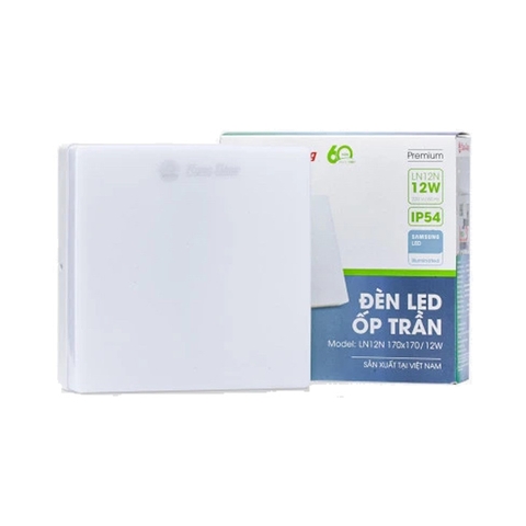 Đèn LED Ốp Trần Vuông LN12N Đế Nhựa RẠNG ĐÔNG