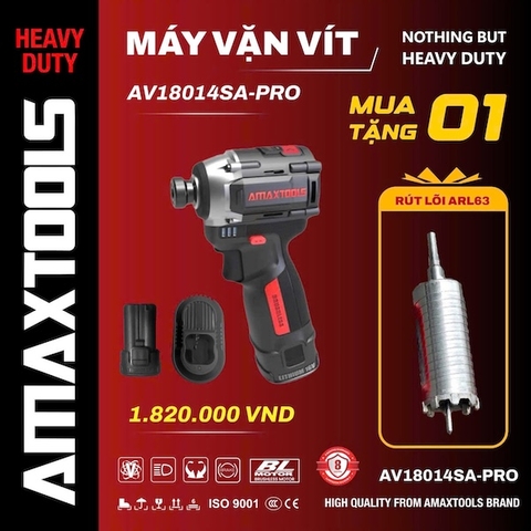 Máy Siết Vít 180Nm Pin Trụ AMAXTOOLS AV18014SA-Pro