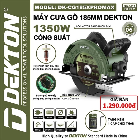 Máy Cưa Gỗ Dekton DK-CG185XPROMAX Công Suất 1350W, Lưỡi 185mm | Hàng Chính Hãng