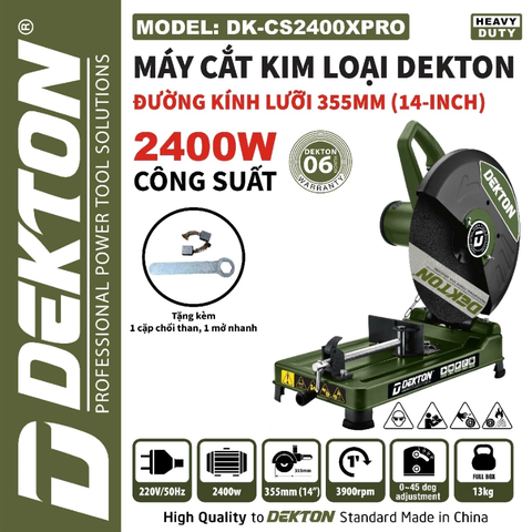 Máy Cắt Sắt Dekton DK-CS2400XPRO 2400W Lưỡi 355mm 14 Inch Cắt Kim Loại Công Suất Lớn Chính Hãng