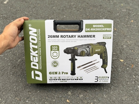 Máy Khoan Đục 3 Chức Năng Dekton DK-RH2603XPRO (1050W) – Phiên Bản Màu Olive Mới