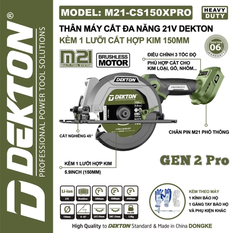 Máy Cắt Đa Năng Dùng Pin Dekton M21-CS150PRO 21V - Kèm Lưỡi Cắt 150mm