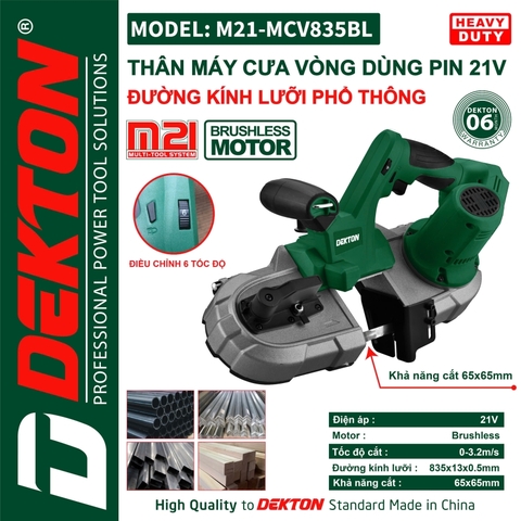 Máy Cưa Vòng Dùng Pin 21V Phổ Thông Dekton M21-MCV835BL