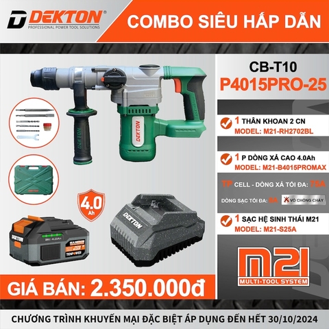 Thân máy khoan đục dùng pin 2 chức năng DEKTON M21-RH2702BL