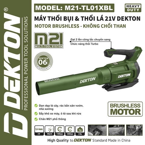 Máy thổi lá tubor dùng pin Dekton M21-TL01BL