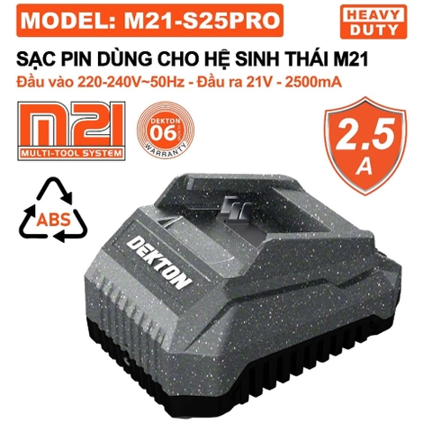Sạc Pin 21V Dekton M21-S25PRO Heavy Duty – Dòng Sạc 2.5A (Chân Pin Phổ Thông M21)