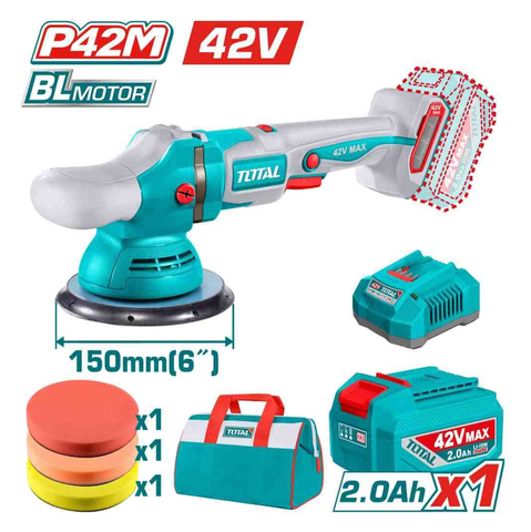[HỆ PIN 42V MAX]Máy đánh bóng 150mm không chổi than dùng pin 42V MAX TOTAL TAPLI42151 - HỆ PIN 42V MAX THẾ HỆ MỚI
