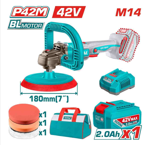 [HỆ PIN 42V MAX] Máy đánh bóng M14 không chổi than dùng pin 42V MAX TOTAL TAPLI42181 - HỆ PIN 42V MAX THẾ HỆ MỚI