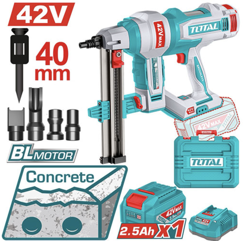 [HỆ PIN 42V MAX] Máy bắn đinh bê tông 40mm không chổi than dùng pin 42V MAX TOTAL TCNLI420602 - HỆ PIN 42V MAX THẾ HỆ MỚI