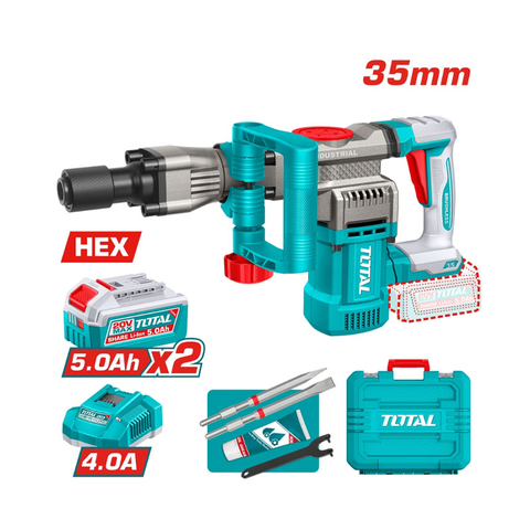 Máy Đục Bê Tông Dùng Pin Total TDBLI203582 20V Brushless SDS Hex 16J Kèm 2 Pin 5.0Ah Và Sạc