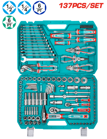Bộ 137 Công Cụ Kết Hợp Super Total THKTHP21376, Chuyên Dụng Cho Gia Đình và Thợ Chuyên Nghiệp
