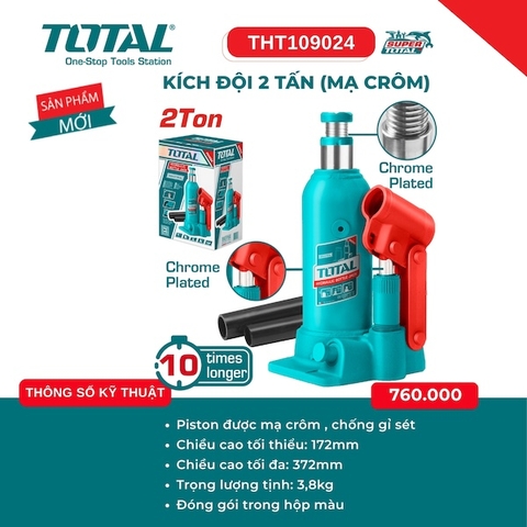 Kích Đội Thủy Lực Total Mạ Crôm Cao Cấp – Tải Trọng 2 Tấn (THT109024) & 5 Tấn (THT109054)