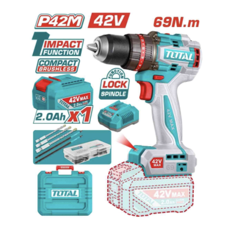 [HỆ PIN 42V MAX] Máy khoan búa  69Nm dùng pin 42V Total TIDLI426981 - HỆ PIN 42V THẾ HỆ MỚI