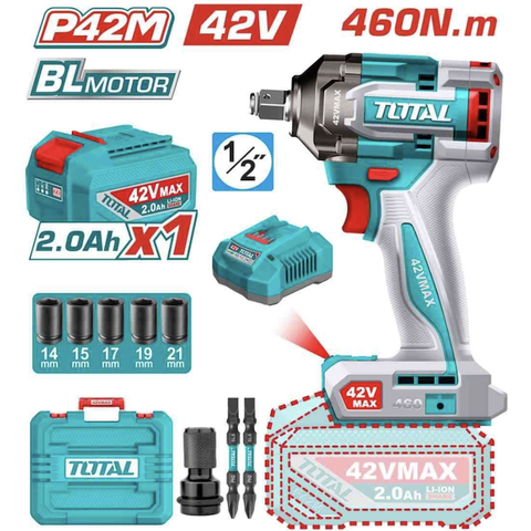 [HỆ PIN 42V MAX] Máy siết buloong không chổi than dùng pin 42V TOTAL TIWLI42461 - HỆ PIN 42V THẾ HỆ MỚI