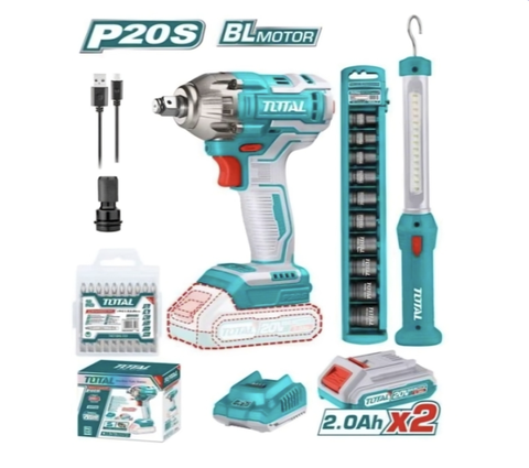 Bộ Combo TOTAL TIWLI2038 & TWLI35261 – Máy Siết Bulong & Đèn LED Dùng Pin 20V | Store Thiết Bị