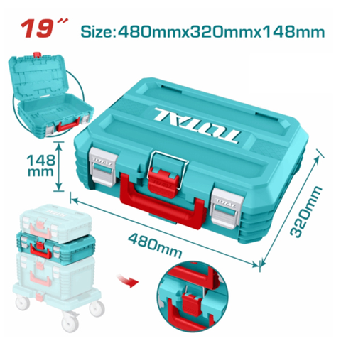 Hộp đựng đồ nghề xếp chồng 19 inch TOTAL TPBXS102 - Tải trọng 15Kg, Khóa nhựa PP