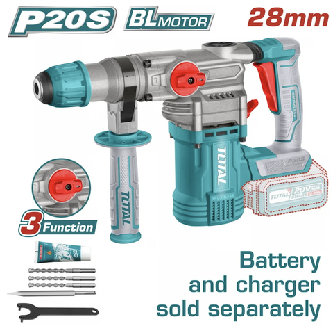 Máy Khoan Bê Tông Dùng Pin 20V Total TRHLI20288 – Không Chổi Than, SDS, Lực Đập 4.5J