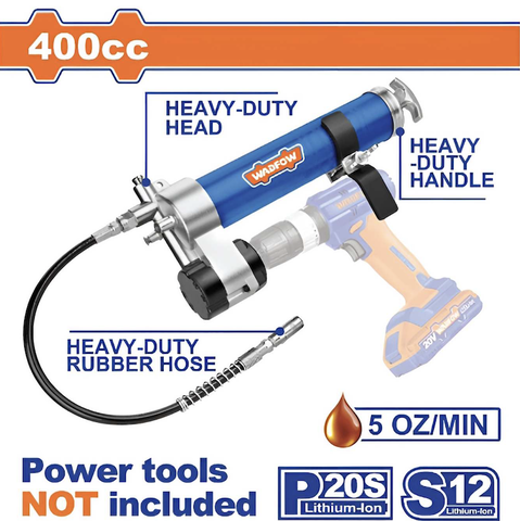 Dụng cụ bơm mỡ sử dụng máy khoan pin có giá đỡ 400cc WADFOW WGG5540
