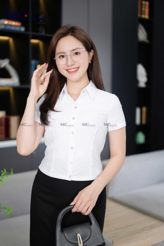 ÁO SƠ MI CÔNG SỞ TRƠN CROPTOP AB141