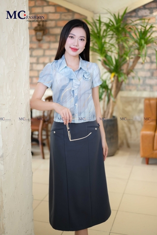 SƠ MI THỜI TRANG PHỐI BÈO VÀ HOA NGỰC AT194