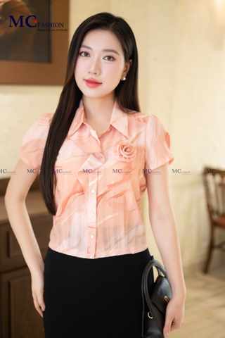SƠ MI THỜI TRANG PHỐI BÈO VÀ HOA NGỰC AT194