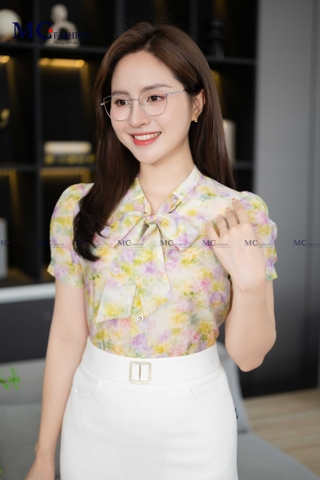 SƠ MI THỜI TRANG CỔ THẮT NƠ AT207
